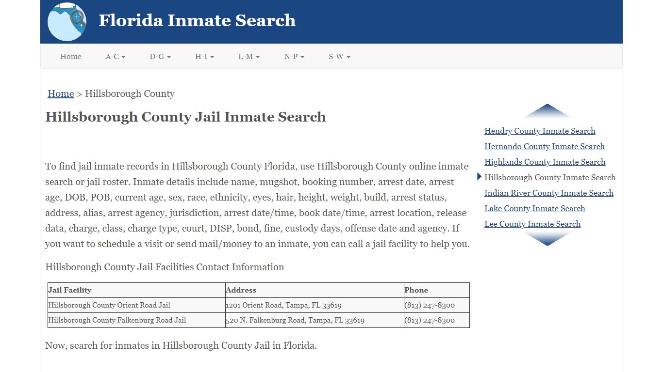 Hillsborough County Jail Inmate Search